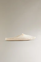 LEATHER SOLE SLIPPERS WITH BOW