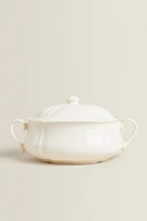 EARTHENWARE TUREEN WITH RAISED-DESIGN EDGE