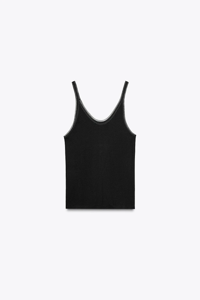 COMBINATION TULLE TOP