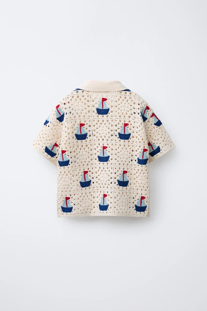 CROCHET BOAT KNIT SHIRT