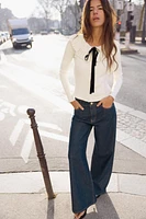 TIE-NECK KNIT JACKET