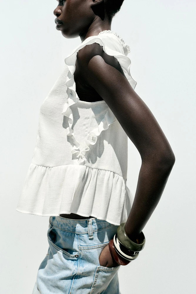 CHEMISE BRODÉE À VOLANTS