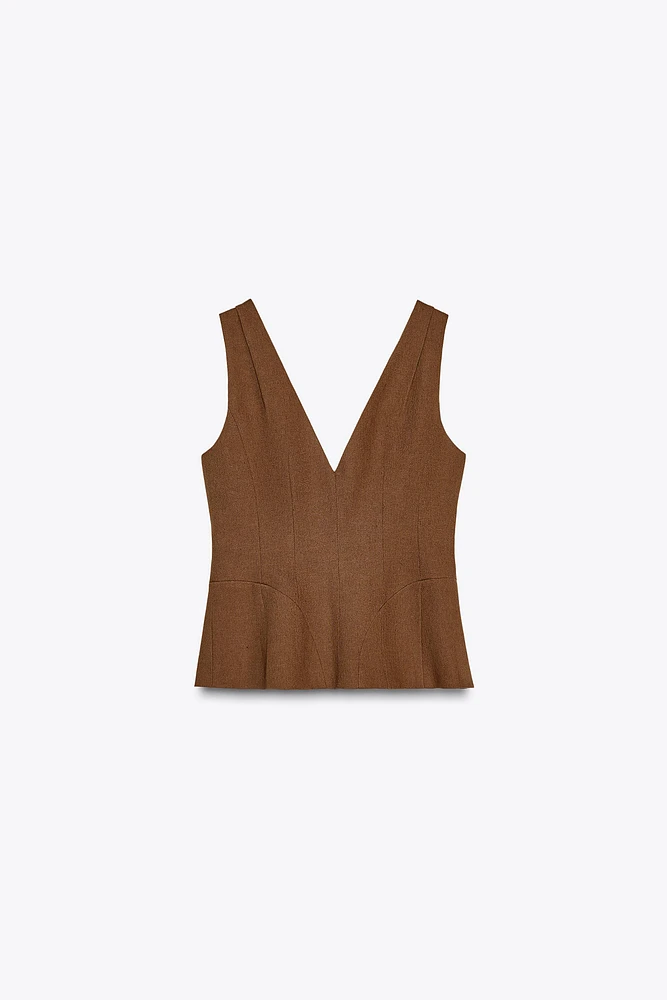 ZW COLLECTION LINEN BLEND VOLUME VEST