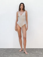 Draped tulle swimsuit