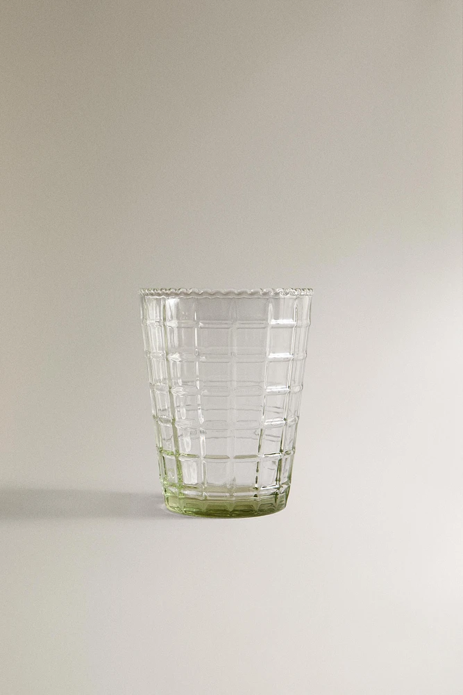 RAISED DESIGN GLASS TUMBLER