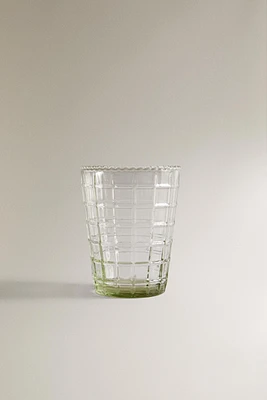 RAISED DESIGN GLASS TUMBLER