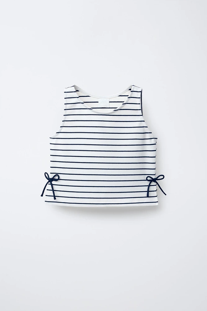 T-SHIRT RAYURES LACETS