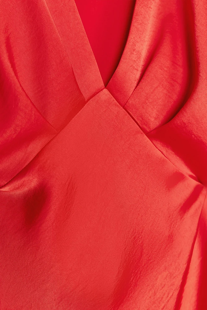 SATIN EFFECT MIDI DRESS