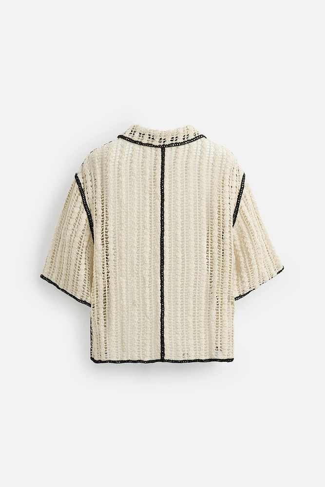 CROCHET TEXTURED POLO SHIRT