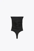 RUCHED POLYAMIDE BANDEAU BODYSUIT