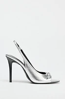 METALLIC EFFECT HEELED SANDALS