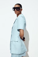 FITTED SHORT SLEEVE LINEN BLAZER