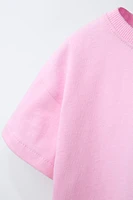 PLAIN T-SHIRT AND PRINTED BIKE SHORTS SET