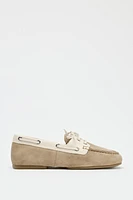 MOCASSINS COMBINÉS À LACETS EN DAIM