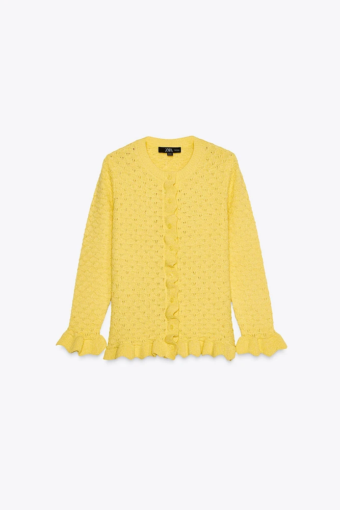 GILET EN MAILLE À VOLANTS