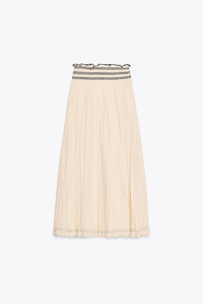 RUSTIC CONTRAST WAIST SKIRT