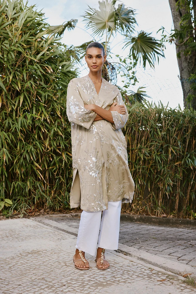 SEQUIN KIMONO COAT
