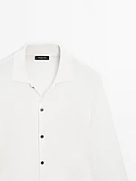 Cotton blend polo collar cardigan