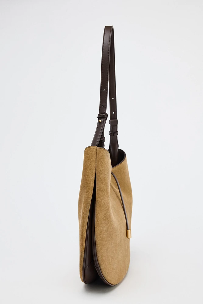 SPLIT LEATHER SHOULDER BAG