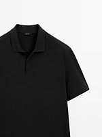 Micro textured piqué cotton polo shirt