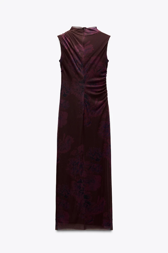 ROBE EN TULLE IMPRIMÉE AVEC DRAPÉ