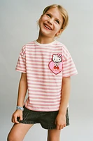 T-SHIRT PIÈCES ET IMPRIMÉ RAYURES HELLO KITTY © SANRIO