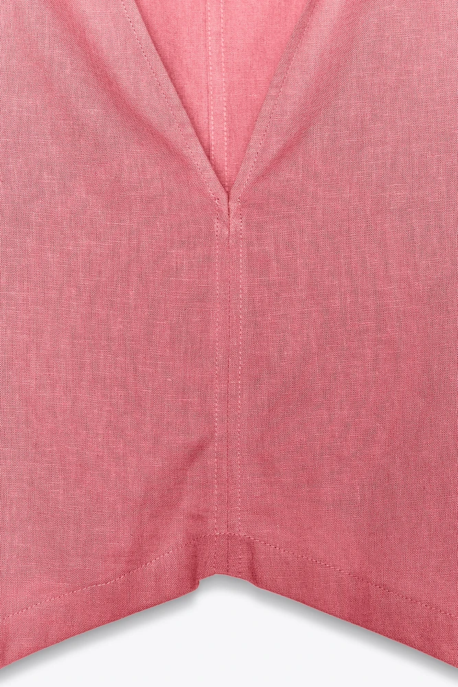 ASYMMETRIC LINEN BLEND CAPE KIMONO