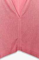 ASYMMETRIC LINEN BLEND CAPE KIMONO
