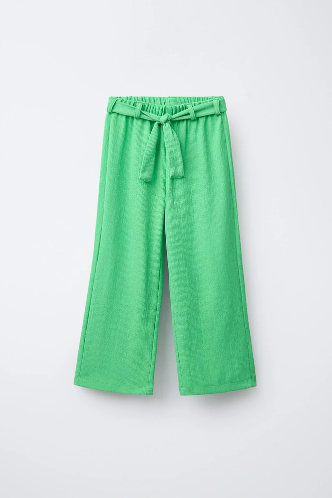 TEXTURED BELTED PANTS