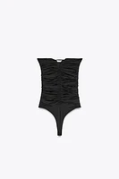 RUCHED POLYAMIDE BANDEAU BODYSUIT