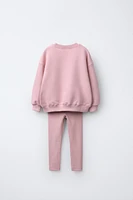 PLAIN SWEATSHIRT AND RIBBED LEGGINGS SET