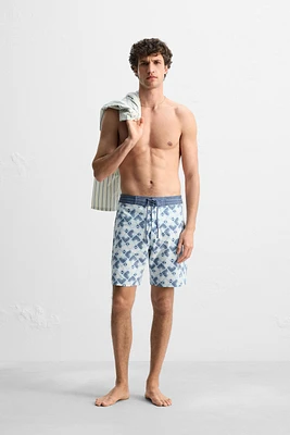 MAILLOT DE BAIN LONG À IMPRIMÉ GÉOMÉTRIQUE