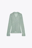 PULL COL POLO EN MAILLE AJOURÉE