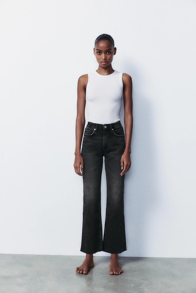 TRF HIGH-WAISTED CROPPED FLARE JEANS