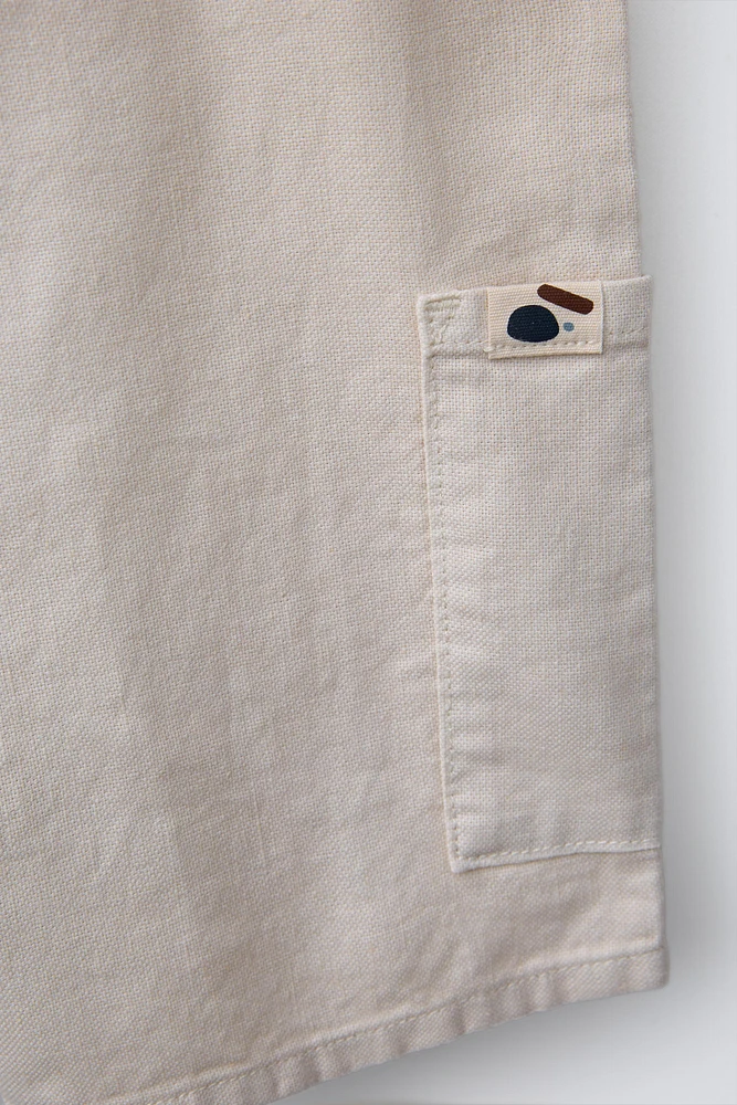 LINEN AND COTTON OVERALL SHORTS