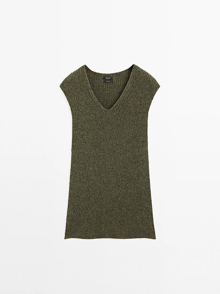 Pull sans manches col en V