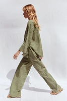 STRAIGHT LEG PANTS WITH OPENWORK EMBROIDERY