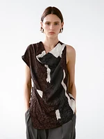 Top color block en tissu