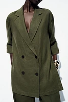 LINEN BLEND DOUBLE BREASTED BLAZER