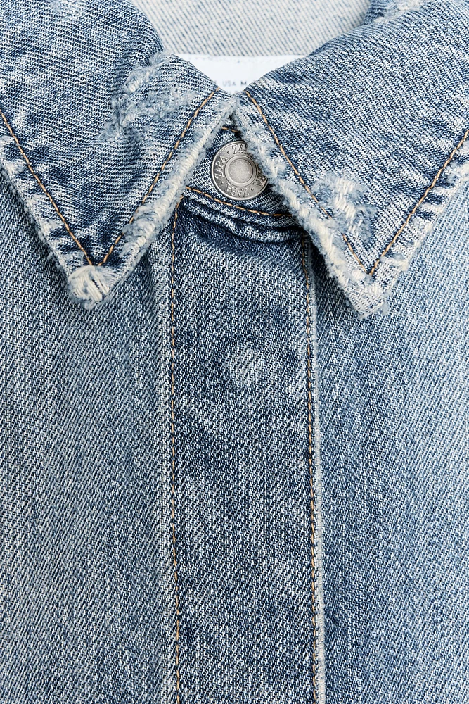 TRF CROPPED RIPPED DENIM OVERSHIRT