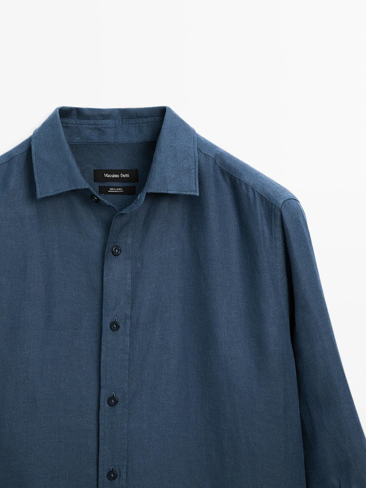 100% linen regular fit twill shirt