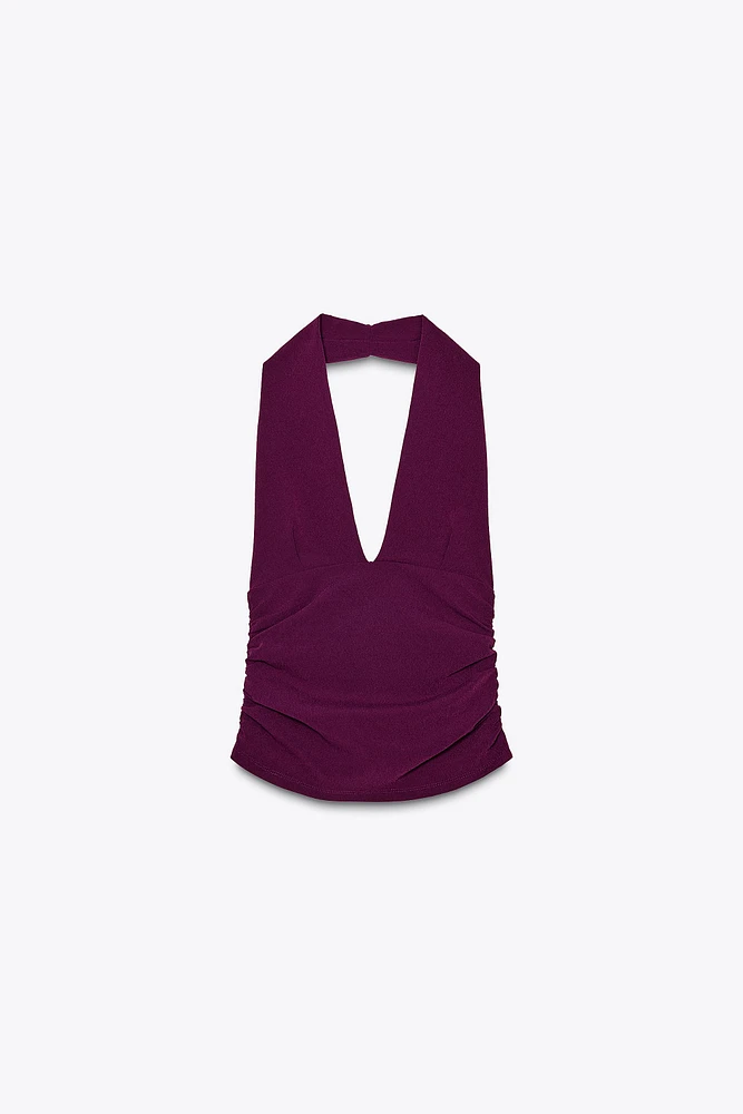TOP HALTER À FRONCES