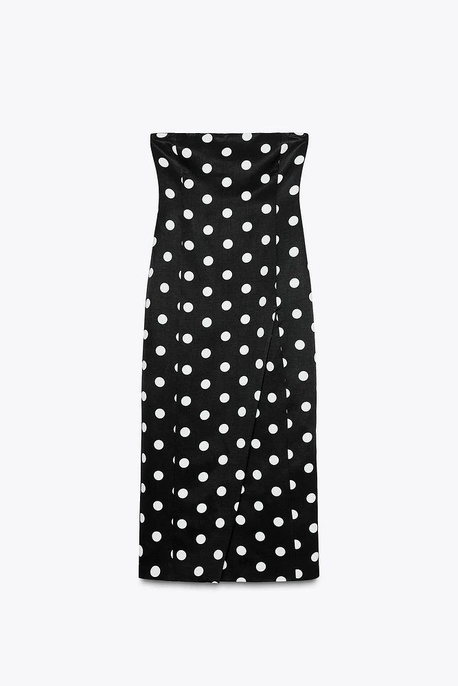 ZW COLLECTION STRAPLESS POLKA DOT DRESS