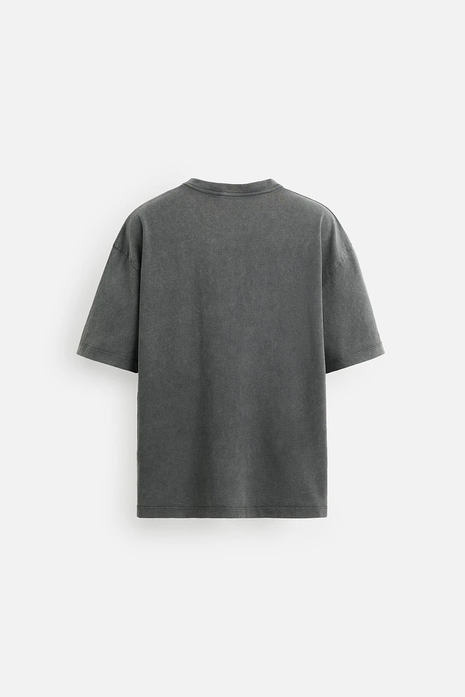 WASHED T-SHIRT WITH CONTRAST PRINT