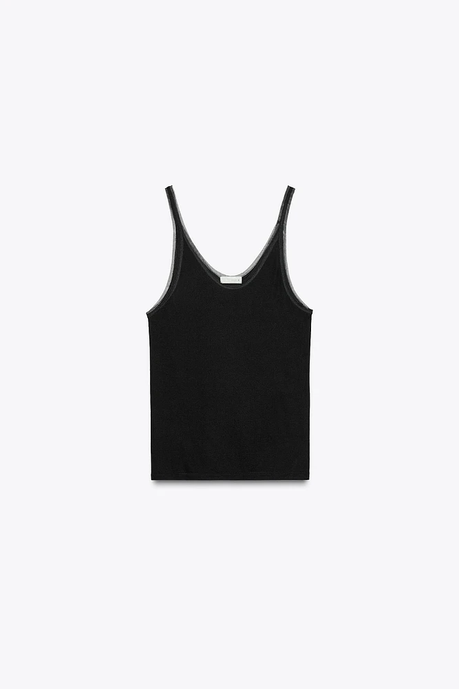 COMBINATION TULLE TOP