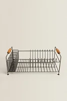 IRON AND ACACIA WOOD DISH RACK