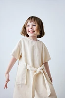 TWILL DRESS WITH TIE BELT