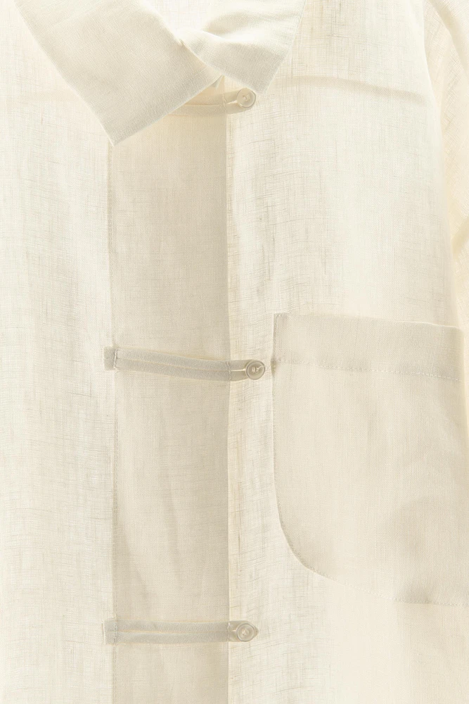 CHEMISE EN LIN 100 % À COL CROISÉ