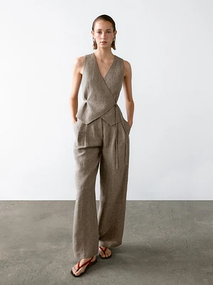 Gilet court cache-cœur 100 % lin
