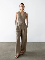 Gilet court cache-cœur 100 % lin